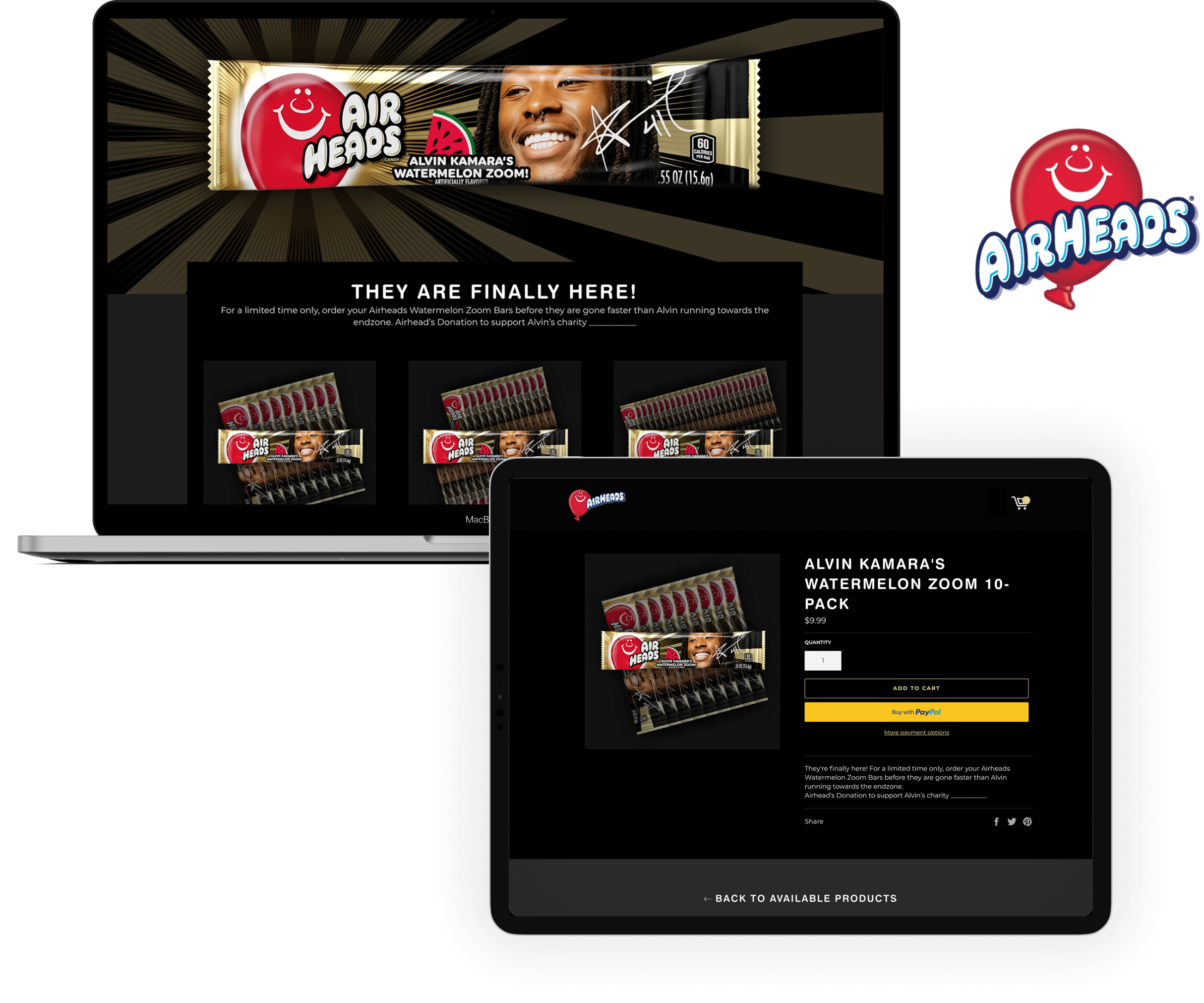 AirHeads Watermelon Zoom on laptop and tablet